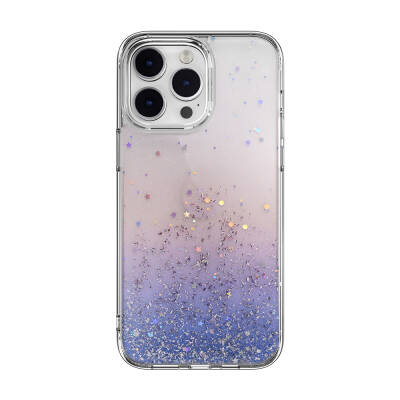 Apple iPhone 14 Pro Max Case Shining Silvery Transparent Licensed Switcheasy Starfield Cover Purple