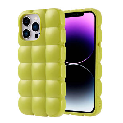 Apple iPhone 14 Pro Max Case Shiny Flexible Silicone Zore Dom Dom Cover Green