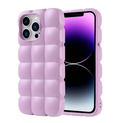 Apple iPhone 14 Pro Max Case Shiny Flexible Silicone Zore Dom Dom Cover Lila