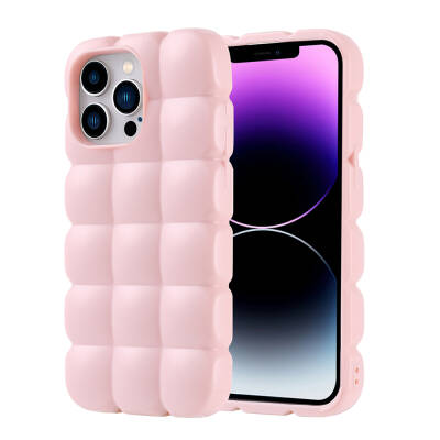 Apple iPhone 14 Pro Max Case Shiny Flexible Silicone Zore Dom Dom Cover Pink