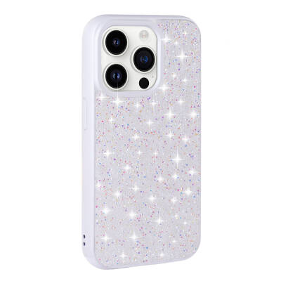 Apple iPhone 14 Pro Max Case Shiny Stone Design Zore Diamond Cover White