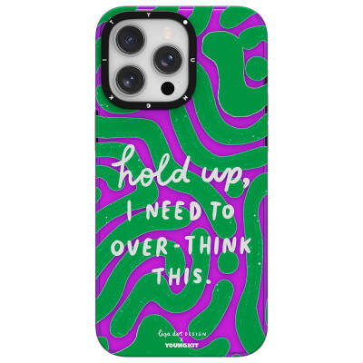 Apple iPhone 14 Pro Max Case Text Patterned Youngkit Mindfulness Series Cover Green