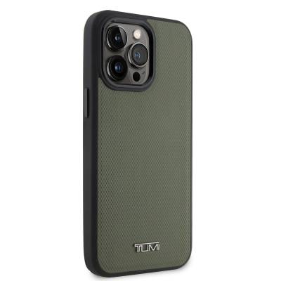 Apple iPhone 14 Pro Max Case TUMI Magsafe Charge Featured Leather Dotted Design Cover Olive