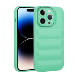 Apple iPhone 14 Pro Max Case With Camera Protection Glossy Airbag Zore Galya Cover Su Yeşil