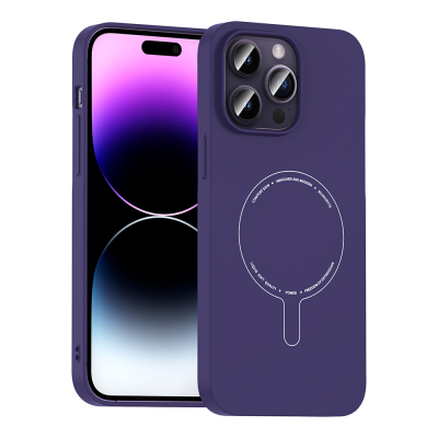 Apple iPhone 14 Pro Max Case with M-Safe Charging and Camera Protection - Zore Elio Hard PC Cover Derin Mor