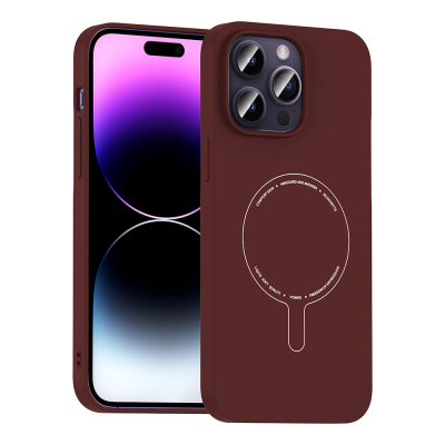 Apple iPhone 14 Pro Max Case with M-Safe Charging and Camera Protection - Zore Elio Hard PC Cover Bordo
