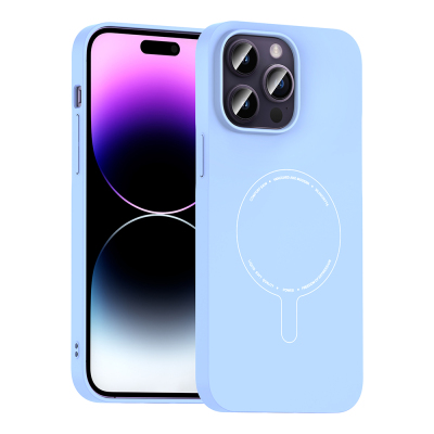 Apple iPhone 14 Pro Max Case with M-Safe Charging and Camera Protection - Zore Elio Hard PC Cover Açık Mavi