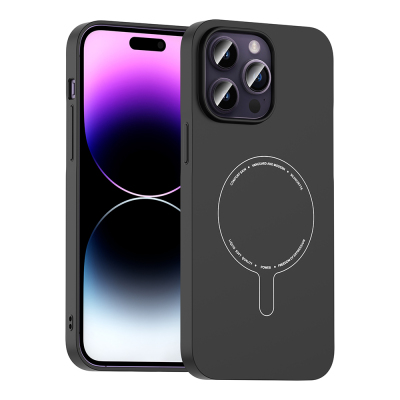 Apple iPhone 14 Pro Max Case with M-Safe Charging and Camera Protection - Zore Elio Hard PC Cover Black