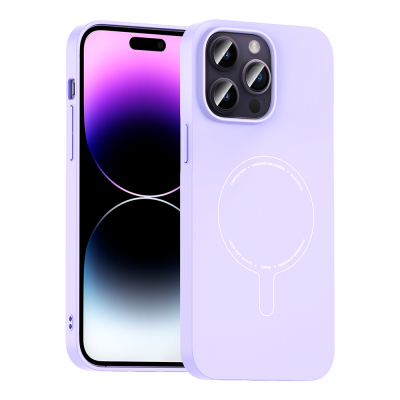 Apple iPhone 14 Pro Max Case with M-Safe Charging and Camera Protection - Zore Elio Hard PC Cover Lila