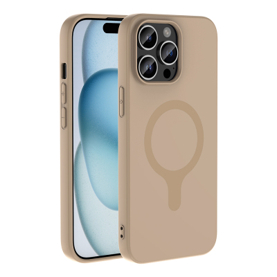 Apple iPhone 14 Pro Max Case with M-Safe Charging Feature, Zore Aris Silicone Cover Cream