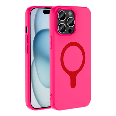 Apple iPhone 14 Pro Max Case with M-Safe Charging Feature, Zore Aris Silicone Cover Koyu Pembe