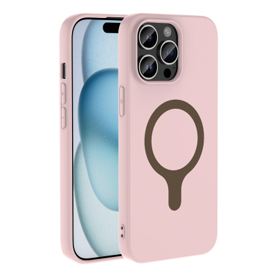 Apple iPhone 14 Pro Max Case with M-Safe Charging Feature, Zore Aris Silicone Cover Açık Pembe