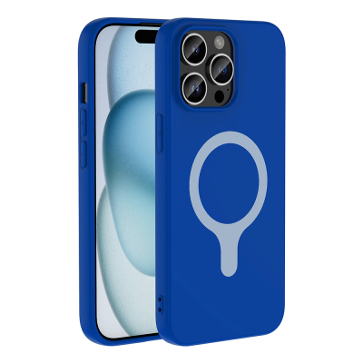 Apple iPhone 14 Pro Max Case with M-Safe Charging Feature, Zore Aris Silicone Cover Saks Blue