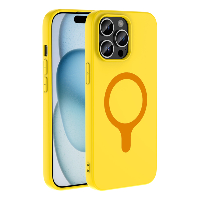 Apple iPhone 14 Pro Max Case with M-Safe Charging Feature, Zore Aris Silicone Cover Yellow