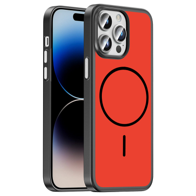 Apple iPhone 14 Pro Max Case with M-Safe Charging Feature Zore Lora PC Cover Kırmızı-Gri