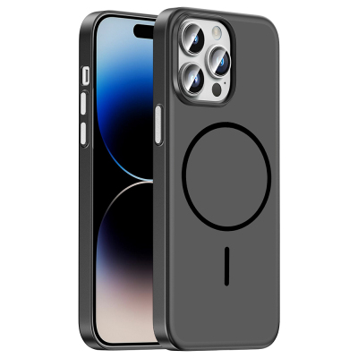 Apple iPhone 14 Pro Max Case with M-Safe Charging Feature Zore Lora PC Cover Black