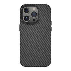 Apple iPhone 14 Pro Max Case Wiwu Carbon Fiber Look Magsafe Wireless Charge Featured Kabon Cover Black