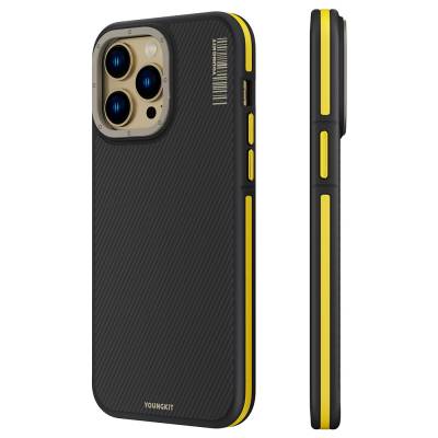 Apple iPhone 14 Pro Max Case YoungKit 600D Kevlar Cover with Magsafe Charging Yellow
