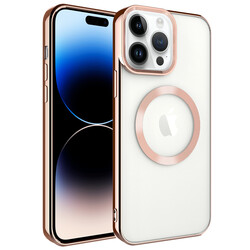 Apple iPhone 14 Pro Max Case Zore Setro Silicone with Magsafe Wireless Charging Rose Gold