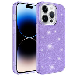 Apple iPhone 14 Pro Max Case Zore Shining Silicon Purple