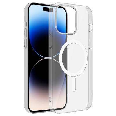 Apple iPhone 14 Pro Max Case Zore Wireless Charging Featured Transparent Single Camera Frame Porto Cover Colorless