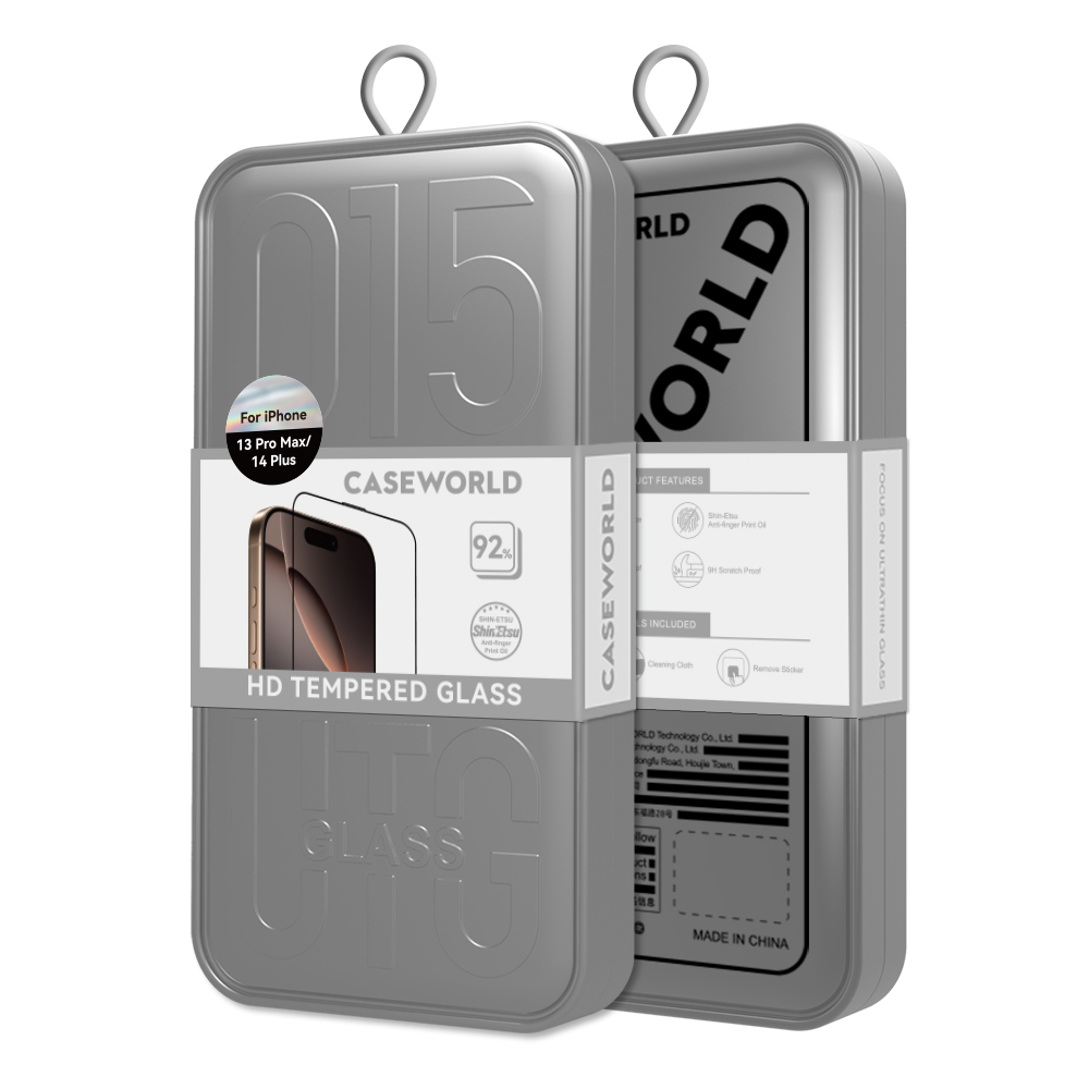 Apple iPhone 14 Pro Max CaseWorld 0.25mm HD 3D Tempered Glass Screen Protector + Applicator - 7