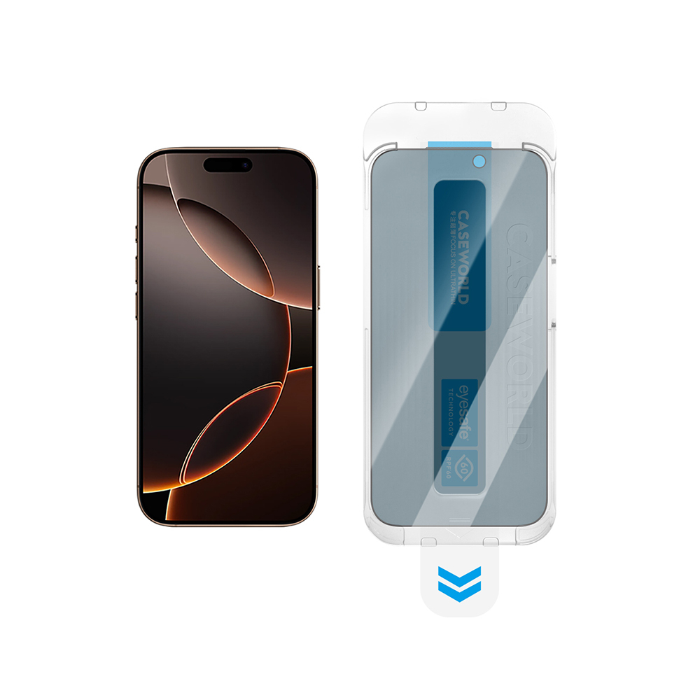 Apple iPhone 14 Pro Max CaseWorld Applicator Serisi 2.5D Eyesafe Mavi Işık Teknolojili 0.33mm Privacy Temperli Cam Ekran Koruyucu + Uygulama Aparatı - 6