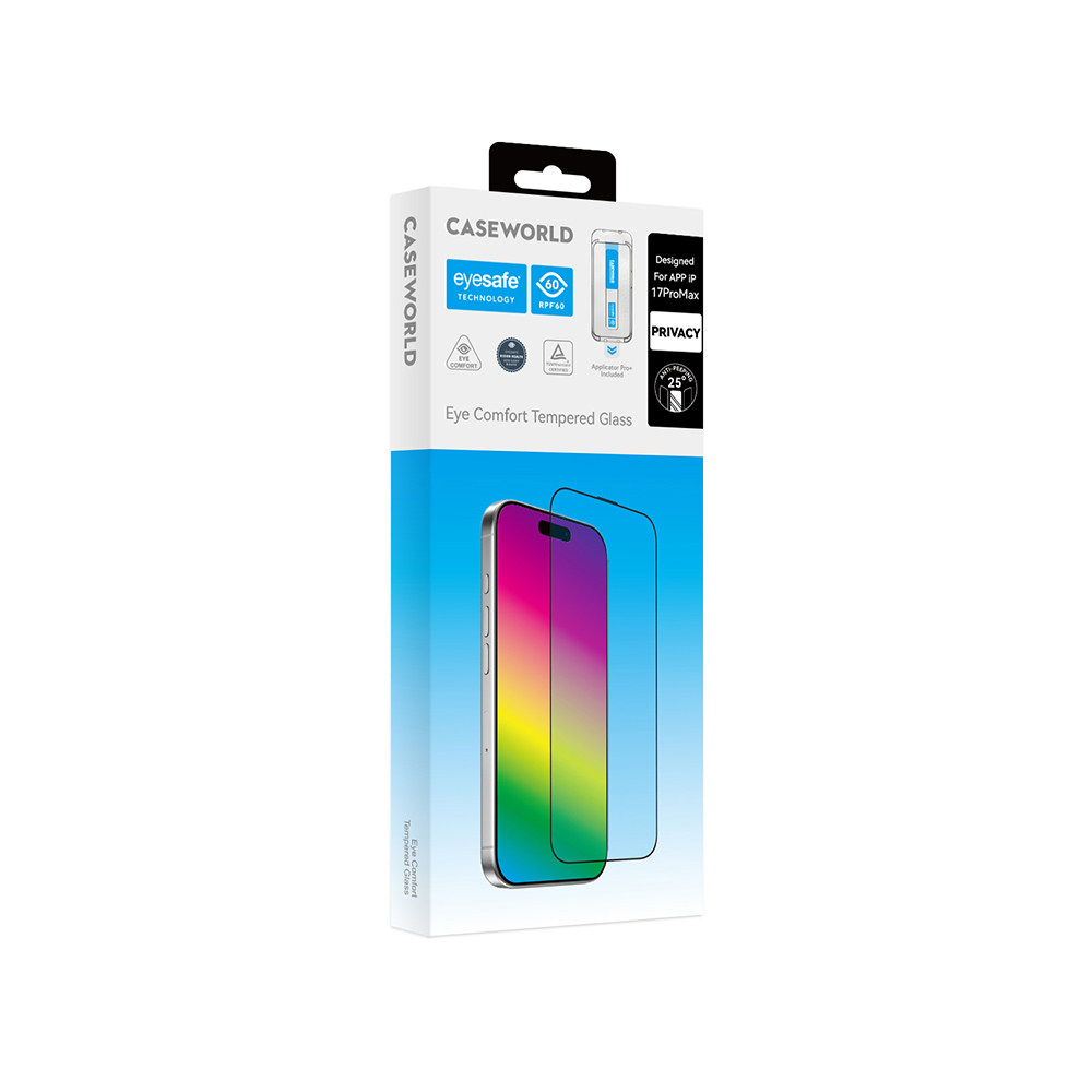 Apple iPhone 14 Pro Max CaseWorld Applicator Serisi 2.5D Eyesafe Mavi Işık Teknolojili 0.33mm Privacy Temperli Cam Ekran Koruyucu + Uygulama Aparatı - 7