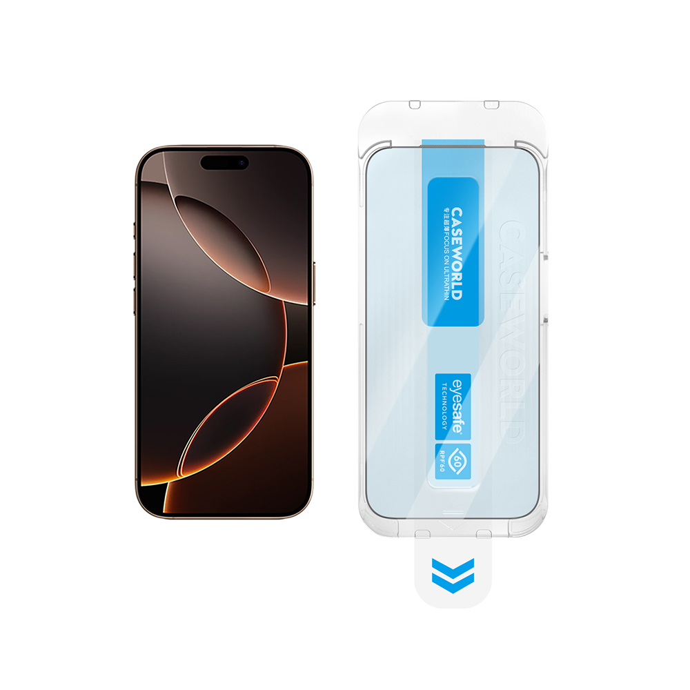 Apple iPhone 14 Pro Max CaseWorld Applicator Serisi 2.5D Eyesafe Mavi Işık Teknolojili 0.33mm Temperli Cam Ekran Koruyucu + Uygulama Aparatı - 6