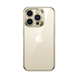 Apple iPhone 14 Pro Max Kılıf Benks Electroplating TPU Kapak Ekran Koruyucu Hediyeli Gold