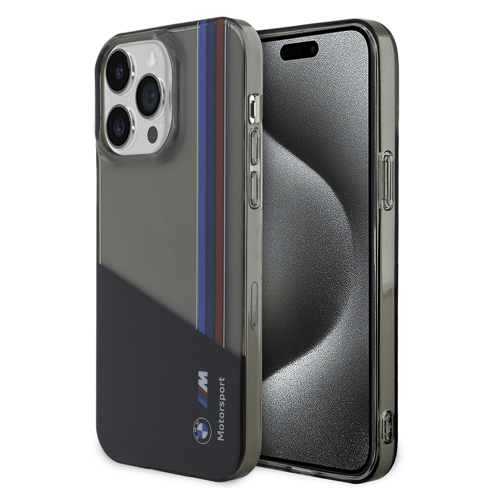 Apple iPhone 14 Pro Max Kılıf BMW Orjinal Lisanslı Yarı Transparan M Dizayn Çizgili Kapak - 1