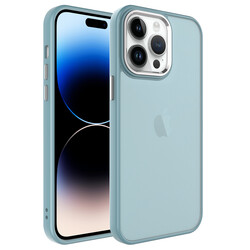 Apple iPhone 14 Pro Max Kılıf Buzlu Sert PC Zore May Kapak Mavi