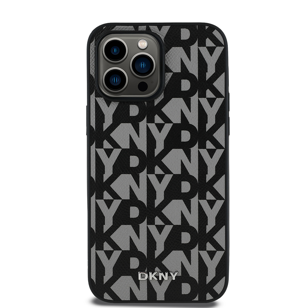 Apple iPhone 14 Pro Max Kılıf DKNY Orjinal Lisanslı M-safe Şarj Özellikli 3D Yazılı Grid Pattern Kapak - 12