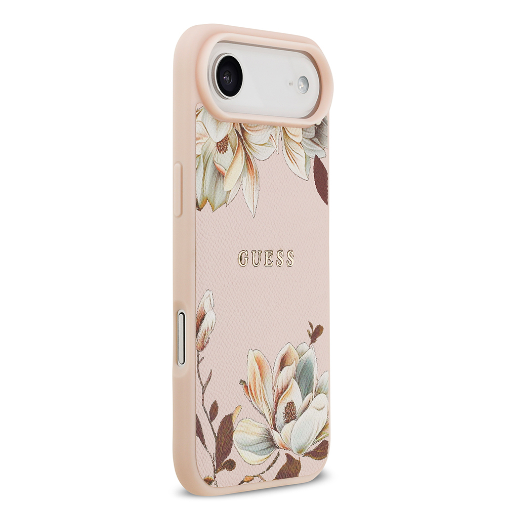 Apple iPhone 17 Air Kılıf Guess Orjinal Lisanslı M-safe Şarj Özellikli Taneli Çiçek Tasarımlı Metal Yazı Logolu Kapak - 6