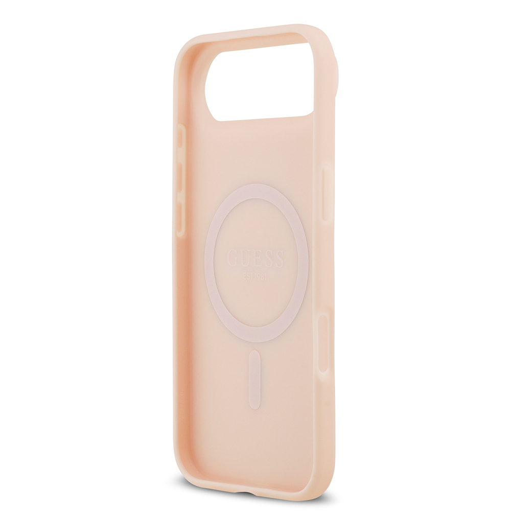 Apple iPhone 17 Air Kılıf Guess Orjinal Lisanslı M-safe Şarj Özellikli Taneli Çiçek Tasarımlı Metal Yazı Logolu Kapak - 9