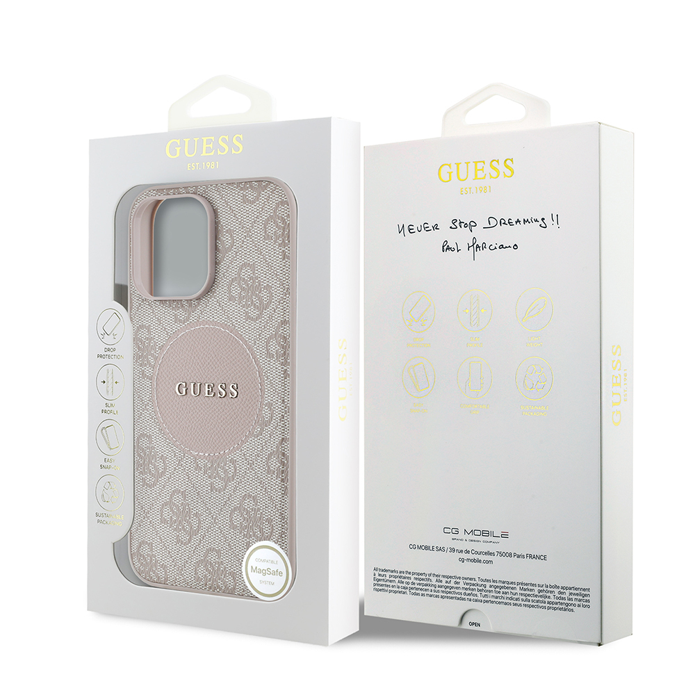 Apple iPhone 14 Pro Max Kılıf Guess Orjinal Lisanslı M-safe Şarj Özellikli Yazı Logolu Circle Classic Kapak - 25