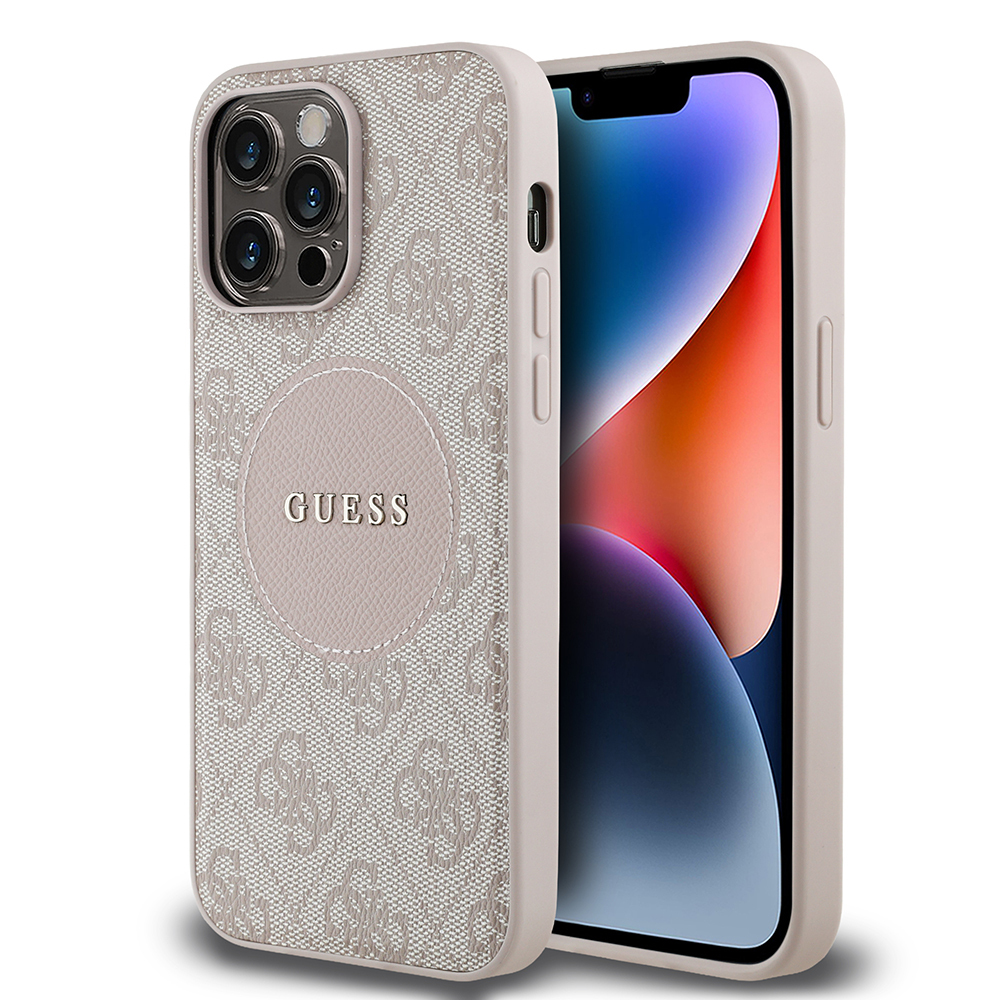 Apple iPhone 14 Pro Max Kılıf Guess Orjinal Lisanslı M-safe Şarj Özellikli Yazı Logolu Circle Classic Kapak - 4