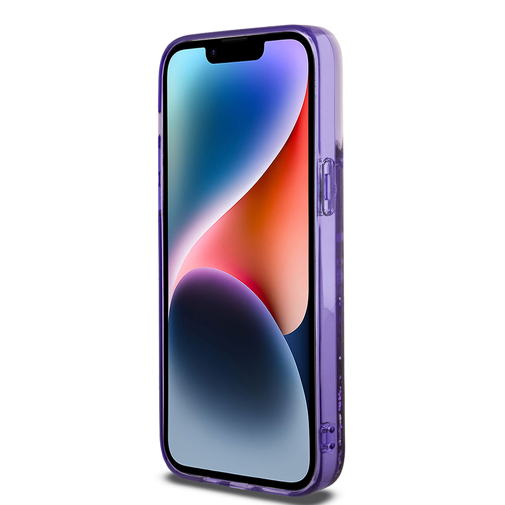 Apple iPhone 14 Pro Max Kılıf Guess Orjinal Lisanslı Transparan Sıvılı Simli Altın Çizgili Kapak - 7