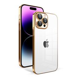 Apple iPhone 14 Pro Max Kılıf Kamera Korumalı Renkli Çerçeveli Zore Garaj Kapak Gold