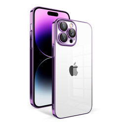 Apple iPhone 14 Pro Max Kılıf Kamera Korumalı Renkli Çerçeveli Zore Garaj Kapak Koyu Mor