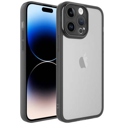 Apple iPhone 14 Pro Max Kılıf Kamera Korumalı Transparan Zore Post Kapak Siyah