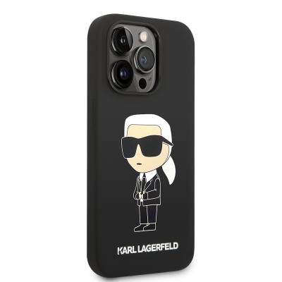 Apple iPhone 14 Pro Max Kılıf Karl Lagerfeld Magsafe Şarj Özellikli Silikon Karl Dizayn Kapak Siyah