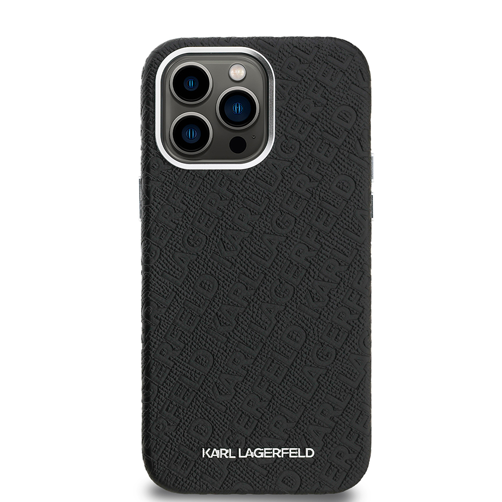 Apple iPhone 14 Pro Max Kılıf Karl Lagerfeld Orjinal Lisanslı PU Deri Damgalı Metal Yazı Logolu Kapak - 4