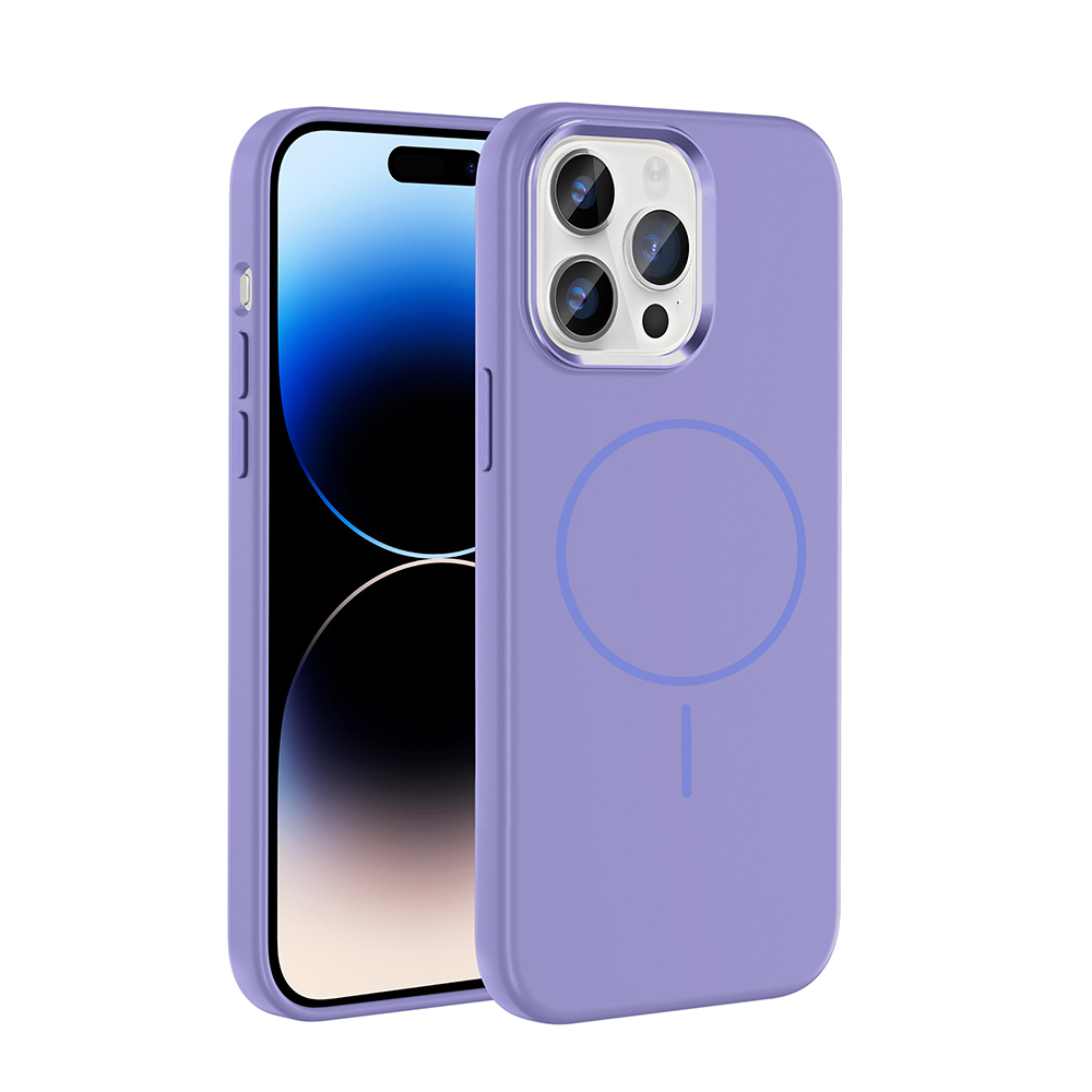 Apple iPhone 14 Pro Max Kılıf M-Safe Şarj Özellikli Metal Kamera Çerçeveli Zore Edi Silikon Kapak - 6