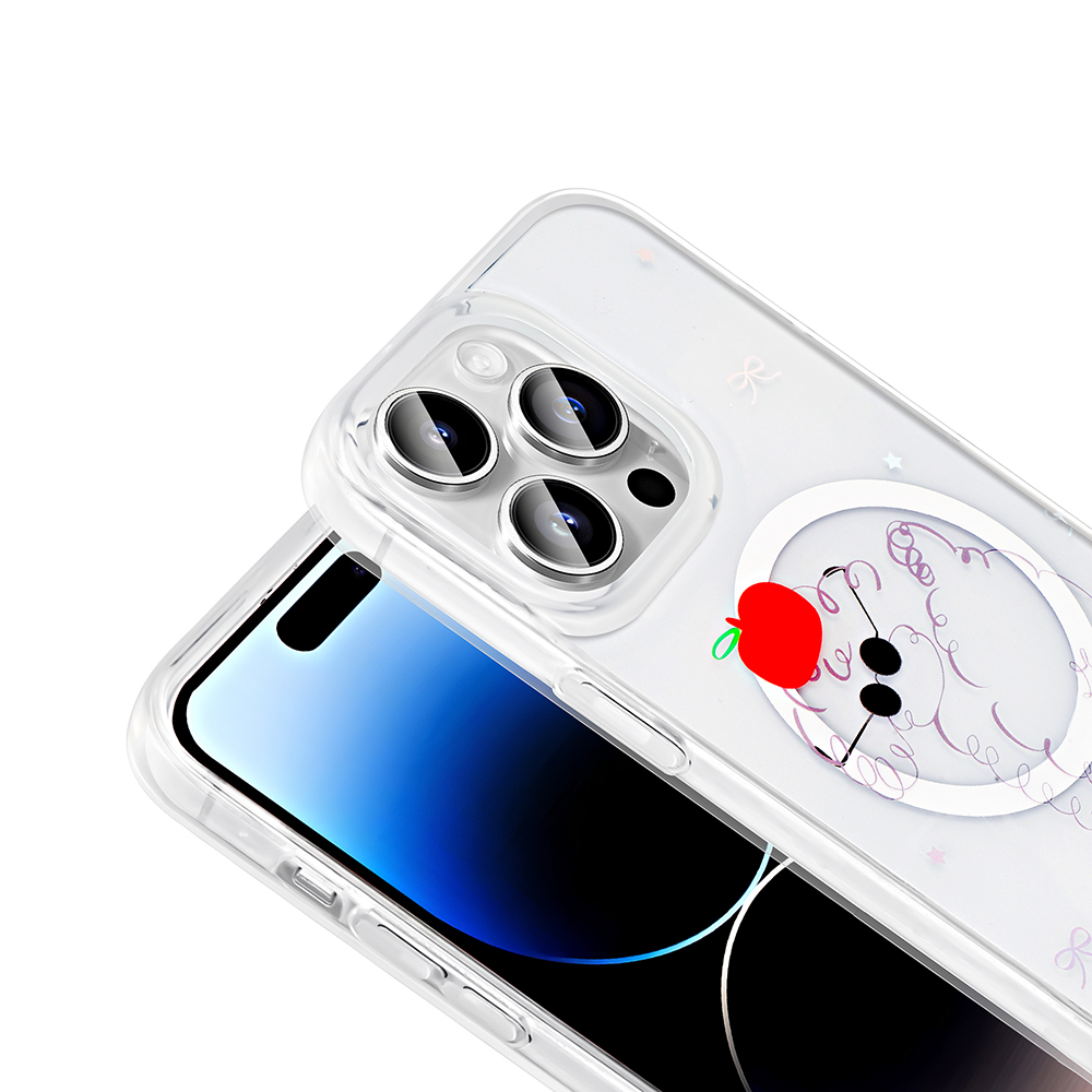Apple iPhone 14 Pro Max Kılıf M-Safe Şarj Özellikli Şeffaf Zore Folk Sert Kapak - 13