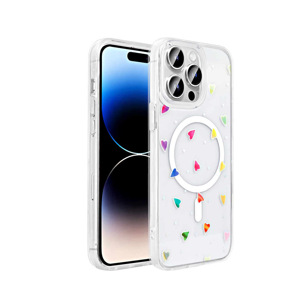 Apple iPhone 14 Pro Max Kılıf M-Safe Şarj Özellikli Şeffaf Zore Folk Sert Kapak - 2