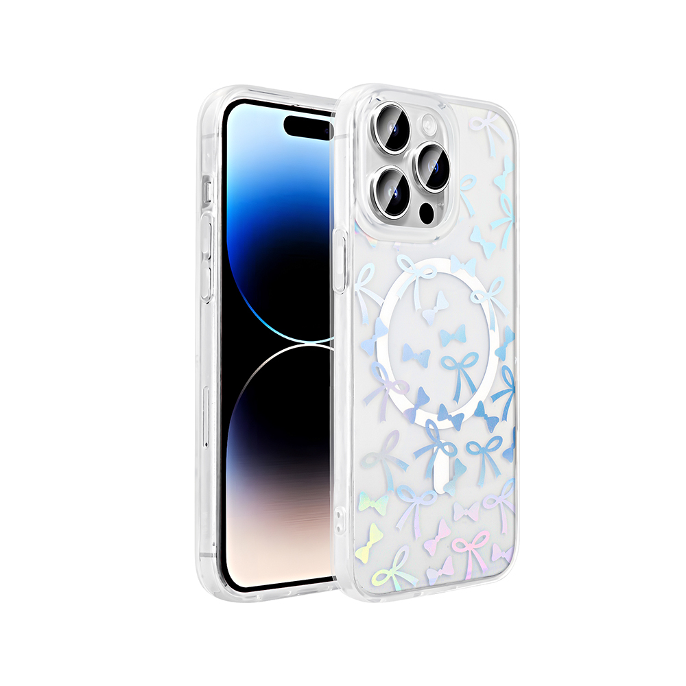 Apple iPhone 14 Pro Max Kılıf M-Safe Şarj Özellikli Şeffaf Zore Folk Sert Kapak - 3