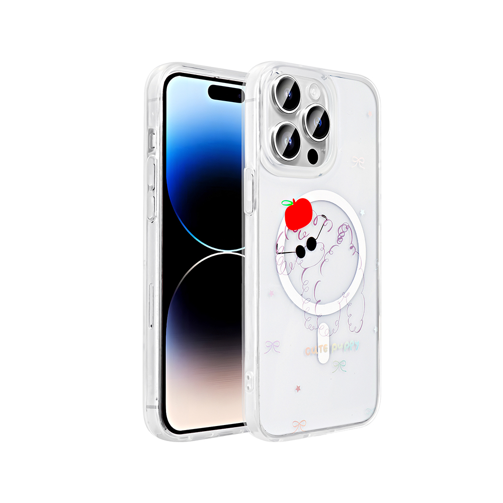 Apple iPhone 14 Pro Max Kılıf M-Safe Şarj Özellikli Şeffaf Zore Folk Sert Kapak - 6
