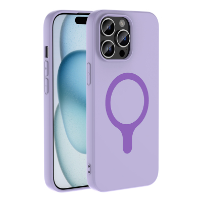 Apple iPhone 14 Pro Max Kılıf M-Safe Şarj Özellikli Zore Aris Silikon Kapak Lila