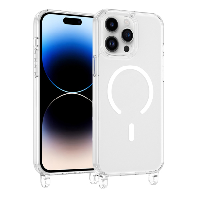 Apple iPhone 14 Pro Max Kılıf M-safe Şarj Özellikli Zore X-Rop Kapak Şeffaf